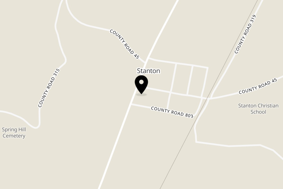 Map showing the location of Ruffy's at Dave's Grill on 5258 AL-22 in Stanton